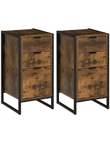 HOMCOM Industrial 3-Drawer Chest Set, Rustic Brown 831-P139 - pic 165123 | FastDaddyshop