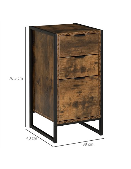 HOMCOM Industrial 3-Drawer Chest Set, Rustic Brown 831-P139 - pic 165125 | FastDaddyshop
