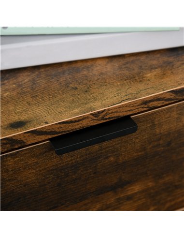 HOMCOM Bedroom Chest of Drawers Set of 2, Industrial 3-Drawer Dresser, Storage Drawers Unit with Metal Frame for Living Room, Ru