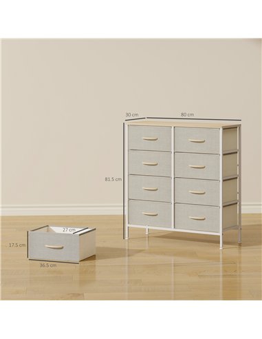 HOMCOM Industrial Fabric Chest of Drawers, Maple Wood-effect, 850-268V01ND