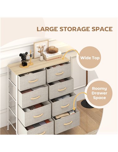 HOMCOM Industrial Fabric Chest of Drawers, Maple Wood-effect, 850-268V01ND
