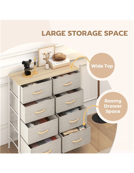 HOMCOM Industrial Fabric Chest of Drawers, Maple Wood-effect, 850-268V01ND - pic 165135 | FastDaddyshop