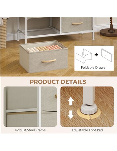 HOMCOM Industrial Fabric Chest of Drawers, Maple Wood-effect, 850-268V01ND