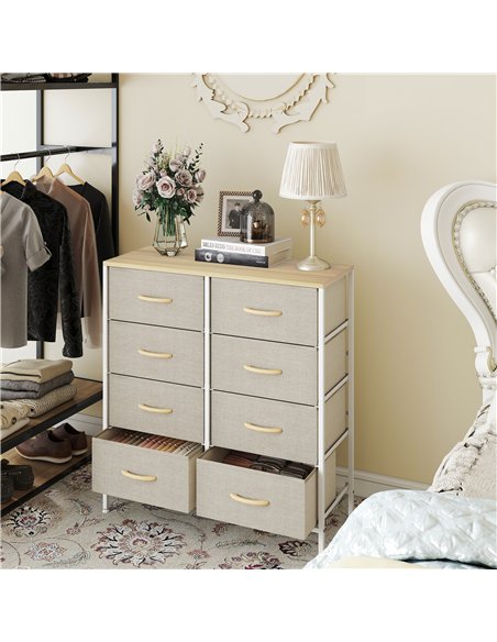 HOMCOM Fabric Chest of Drawers, Industrial Bedroom Dresser with 8 Fabric Drawers, Steel Frame and Wooden Top for Nursery, Living - pic 165138 | FastDaddyshop