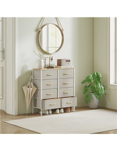 HOMCOM Fabric Chest of Drawers, Industrial Bedroom Dresser with 8 Fabric Drawers, Steel Frame and Wooden Top for Nursery, Living - pic 165139 | FastDaddyshop
