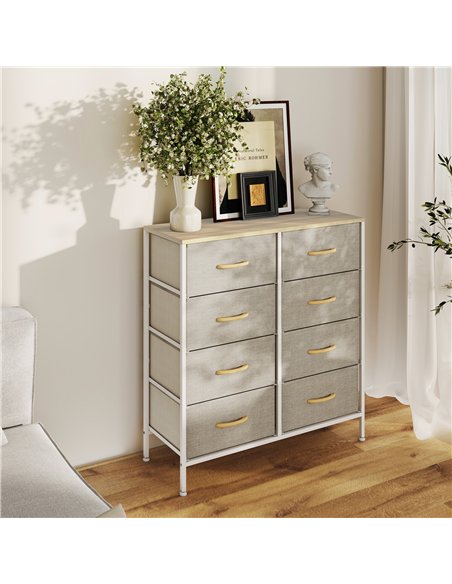 HOMCOM Fabric Chest of Drawers, Industrial Bedroom Dresser with 8 Fabric Drawers, Steel Frame and Wooden Top for Nursery, Living - pic 165140 | FastDaddyshop