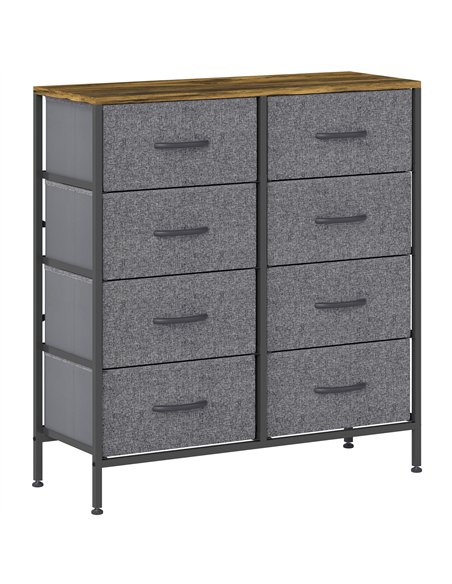 HOMCOM Industrial Fabric Chest of Drawers, Rustic Brown/Grey 850-268V01RB - pic 165141 | FastDaddyshop