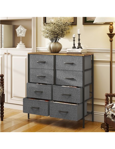 HOMCOM Industrial Fabric Chest of Drawers, Rustic Brown/Grey 850-268V01RB - pic 165142 | FastDaddyshop