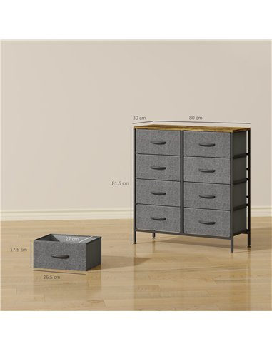 HOMCOM Industrial Fabric Chest of Drawers, Rustic Brown/Grey 850-268V01RB