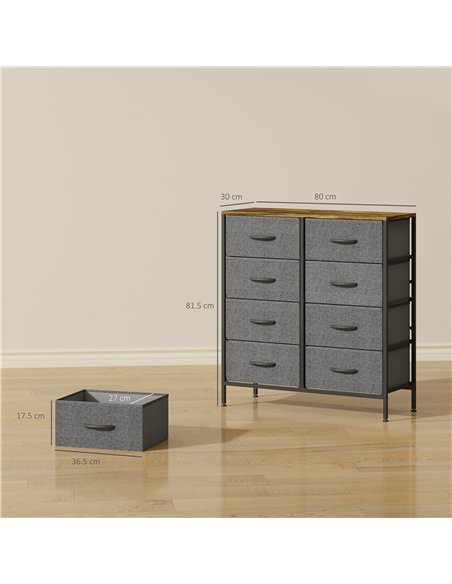 HOMCOM Industrial Fabric Chest of Drawers, Rustic Brown/Grey 850-268V01RB - pic 165143 | FastDaddyshop