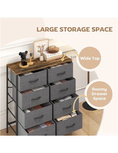 HOMCOM Industrial Fabric Chest of Drawers, Rustic Brown/Grey 850-268V01RB - pic 165144 | FastDaddyshop