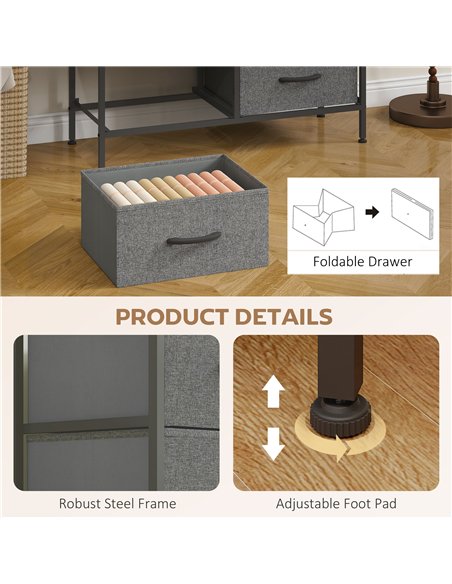 HOMCOM Industrial Fabric Chest of Drawers, Rustic Brown/Grey 850-268V01RB - pic 165146 | FastDaddyshop