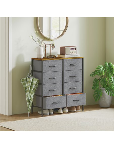 HOMCOM Fabric Chest of Drawers, Industrial Bedroom Dresser with 8 Fabric Drawers, Steel Frame and Wooden Top for Nursery, Living - pic 165148 | FastDaddyshop