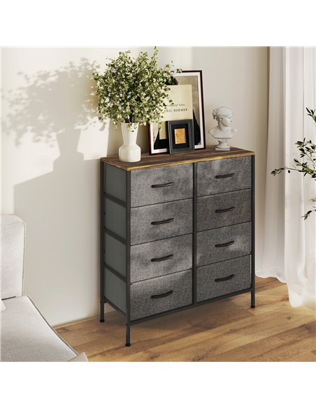 HOMCOM Fabric Chest of Drawers, Industrial Bedroom Dresser with 8 Fabric Drawers, Steel Frame and Wooden Top for Nursery, Living - pic 165149 | FastDaddyshop