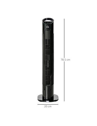 Homcom 31'' Oscillating Tower Fan with 3 Speed, 3 Mode, Timer, LED, Remote, Black