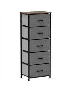 HOMCOM Industrial Fabric Chest of Drawers, Rustic Brown/Grey 850-267V00RB