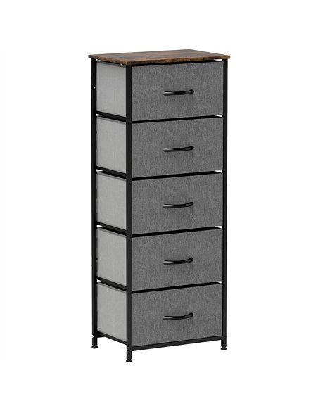 HOMCOM Industrial Fabric Chest of Drawers, Rustic Brown/Grey 850-267V00RB - pic 165150 | FastDaddyshop