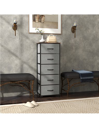 HOMCOM Industrial Fabric Chest of Drawers, Rustic Brown/Grey 850-267V00RB