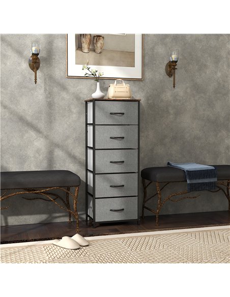 HOMCOM Industrial Fabric Chest of Drawers, Rustic Brown/Grey 850-267V00RB - pic 165151 | FastDaddyshop