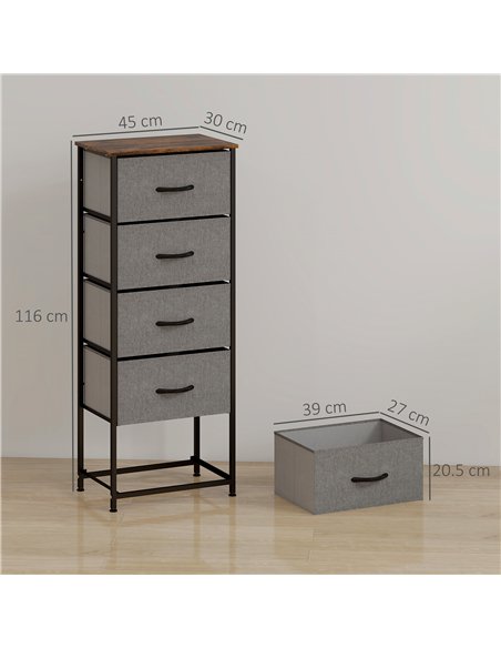 HOMCOM Industrial Fabric Chest of Drawers, Rustic Brown/Grey 850-267V00RB - pic 165152 | FastDaddyshop