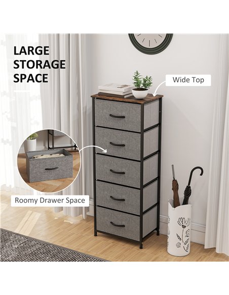 HOMCOM Industrial Fabric Chest of Drawers, Rustic Brown/Grey 850-267V00RB - pic 165153 | FastDaddyshop