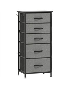 HOMCOM Chest of Five Fabric Drawers - Charcoal Grey