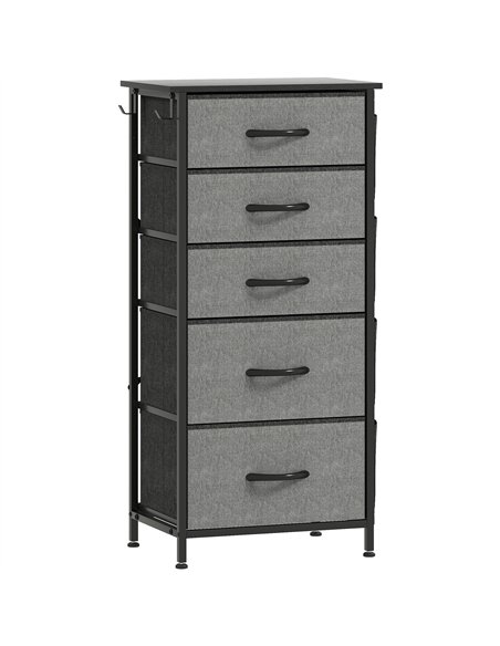 HOMCOM Chest of Five Fabric Drawers - Charcoal Grey - pic 165159 | FastDaddyshop
