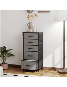 HOMCOM Chest of Five Fabric Drawers - Charcoal Grey 2