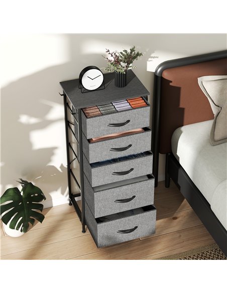 HOMCOM Chest of Five Fabric Drawers - Charcoal Grey - pic 165166 | FastDaddyshop