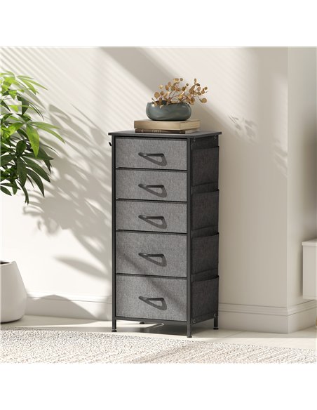HOMCOM Chest of Five Fabric Drawers - Charcoal Grey - pic 165167 | FastDaddyshop