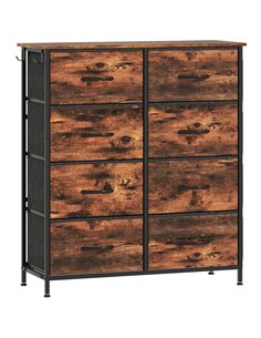 HOMCOM Chest of Eight Fabric Drawers - Rustic Brown