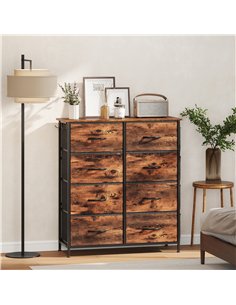 HOMCOM Chest of Eight Fabric Drawers - Rustic Brown 2