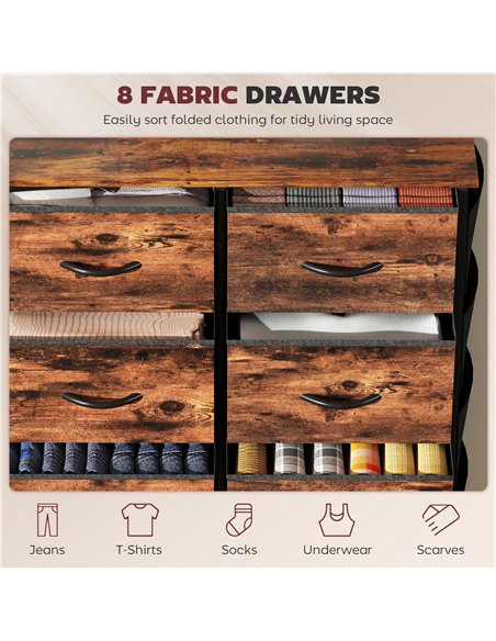 HOMCOM Chest of Eight Fabric Drawers - Rustic Brown - pic 165171 | FastDaddyshop