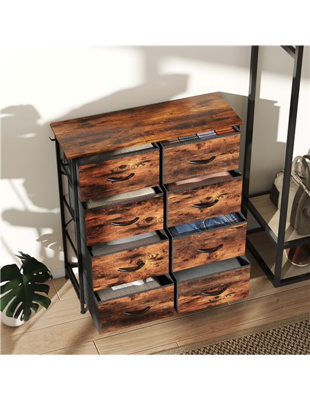 HOMCOM Chest of Eight Fabric Drawers - Rustic Brown - pic 165175 | FastDaddyshop