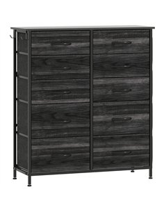 HOMCOM Chest of Ten Fabric Drawers - Black
