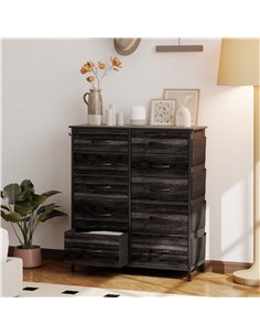 HOMCOM Chest of Ten Fabric Drawers - Black 2