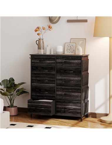 HOMCOM Chest of Ten Fabric Drawers - Black