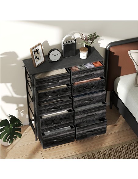 HOMCOM Chest of Ten Fabric Drawers - Black - pic 165184 | FastDaddyshop