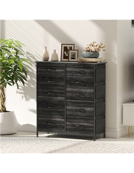 HOMCOM Chest of Ten Fabric Drawers - Black - pic 165185 | FastDaddyshop