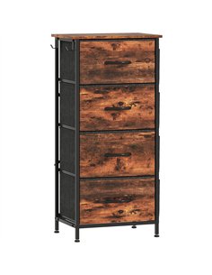 HOMCOM Chest of Four Fabric Drawers - Rustic Brown