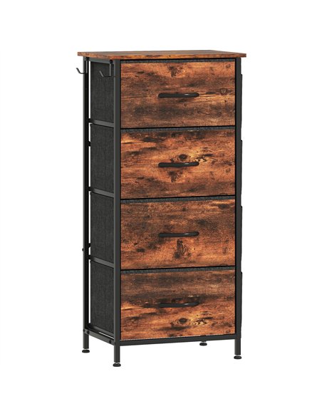 HOMCOM Chest of Four Fabric Drawers - Rustic Brown - pic 165186 | FastDaddyshop
