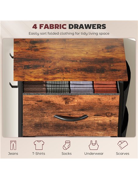 HOMCOM Chest of Four Fabric Drawers - Rustic Brown - pic 165189 | FastDaddyshop