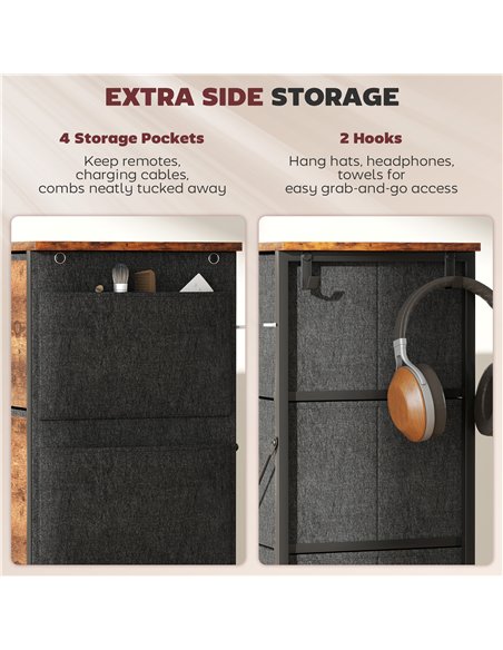 HOMCOM Chest of Four Fabric Drawers - Rustic Brown - pic 165190 | FastDaddyshop
