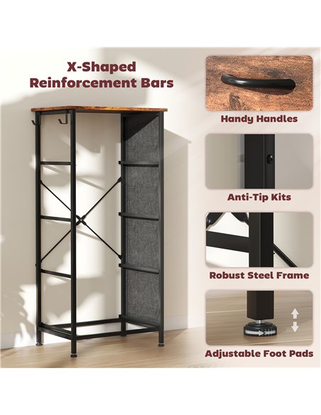 HOMCOM Chest of Four Fabric Drawers - Rustic Brown - pic 165192 | FastDaddyshop