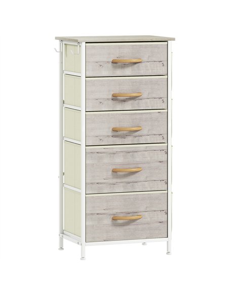 HOMCOM Chest of Five Fabric Drawers - Natural Wood Finish - pic 165195 | FastDaddyshop