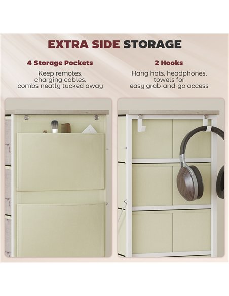HOMCOM Chest of Five Fabric Drawers - Natural Wood Finish - pic 165199 | FastDaddyshop