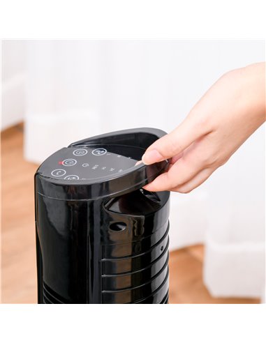 HOMCOM Freestanding Tower Fan, 3 Speed 3 Mode, 7.5h Timer, 70 Degree Oscillation, LED Panel, 5M Remote Controller, Black