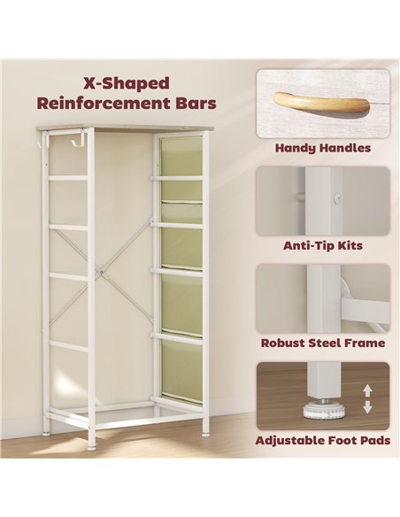 HOMCOM Chest of Five Fabric Drawers - Natural Wood Finish - pic 165201 | FastDaddyshop