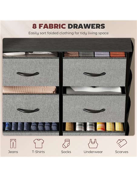 HOMCOM Chest of Eight Fabric Drawers - Charcoal Grey - pic 165207 | FastDaddyshop