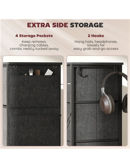HOMCOM Chest of Eight Fabric Drawers - Charcoal Grey - pic 165208 | FastDaddyshop